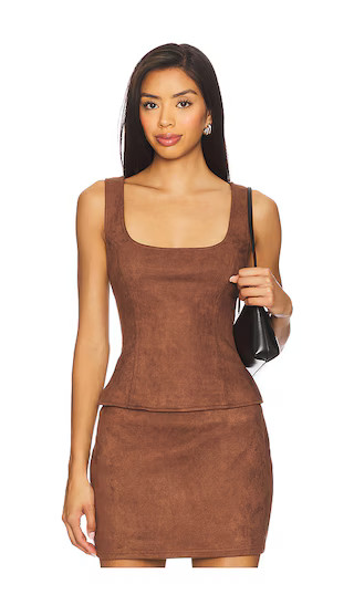 Patsie Faux Suede Top in Brown | Revolve Clothing (Global)