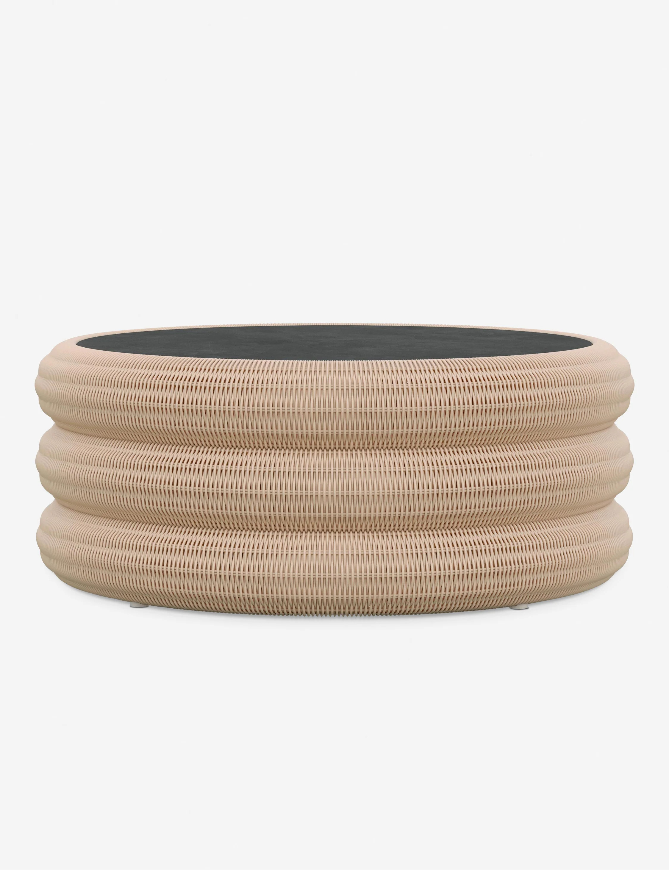 Castaneda Indoor / Outdoor Round Coffee Table, Black | Lulu and Georgia 