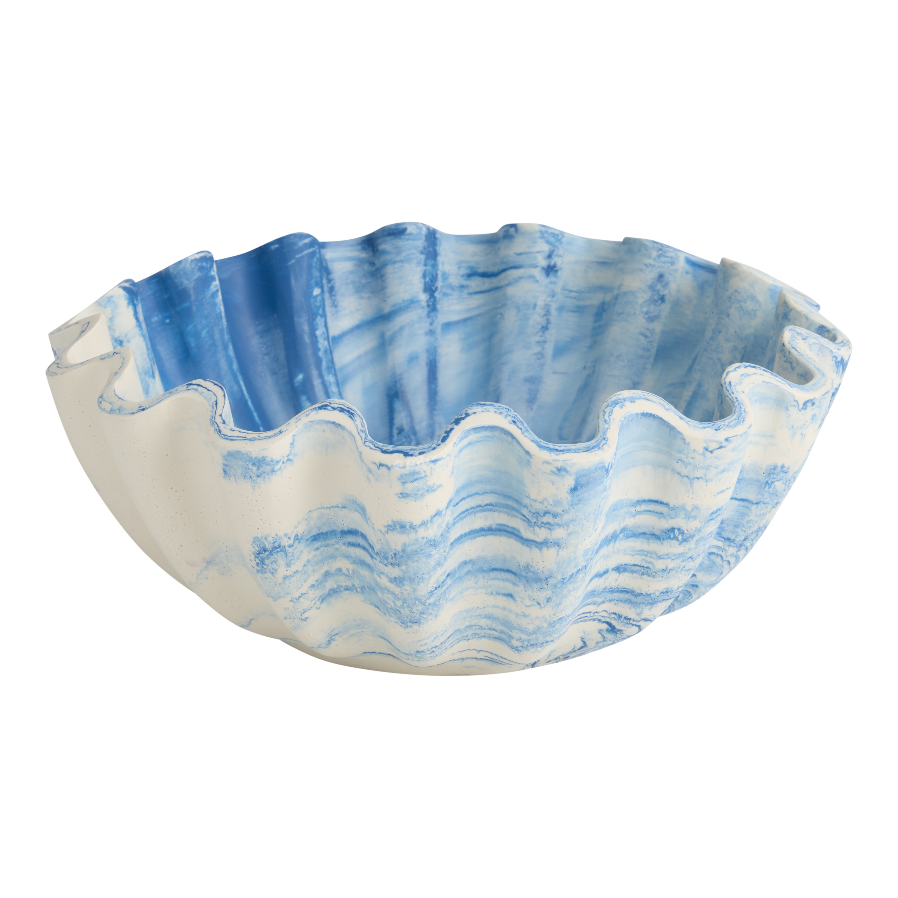 Blue and White Resin Scallop Serving Bowl | World Market