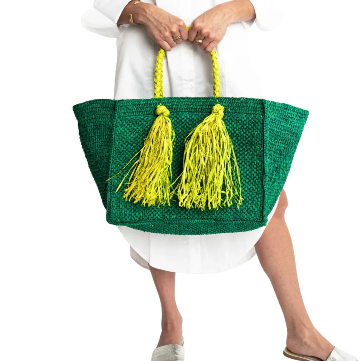 Emerald Camilla Raffia Tote Bag | The Well Appointed House, LLC