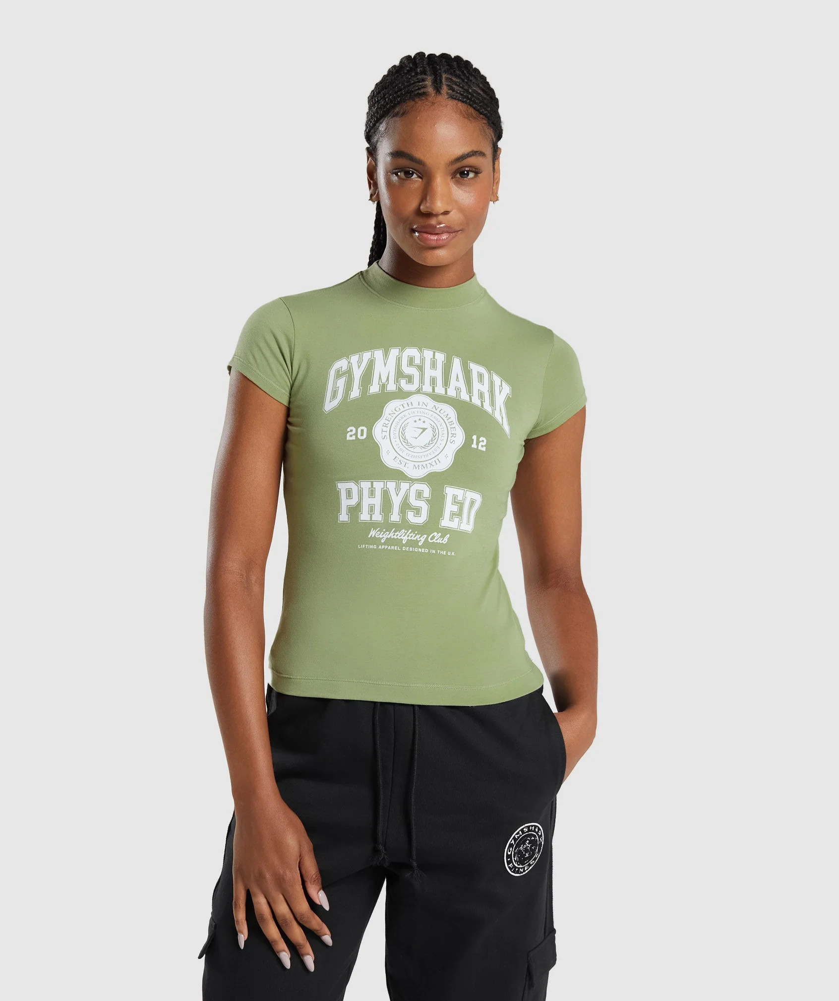 Gymshark Phys Ed Graphic Body Fit T-Shirt - Light Sage Green | Gymshark (Global)
