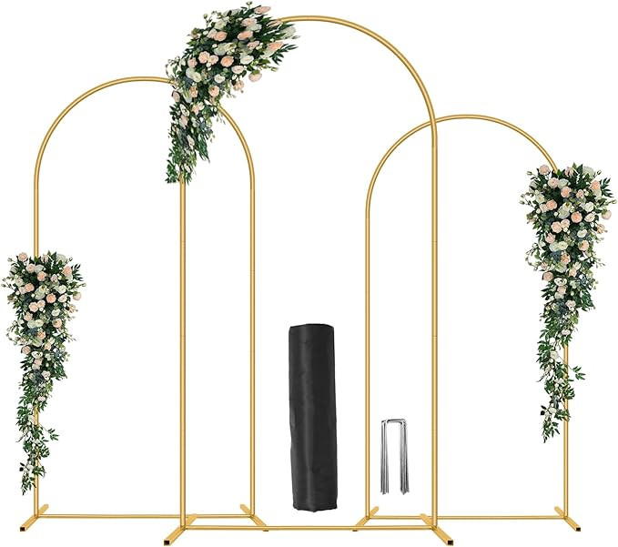 Wedding Arch Backdrop Stand 7.2FT, 6.6FT, 6FT Set of 3 Gold Metal Arch Backdrop Stand for Wedding... | Amazon (US)