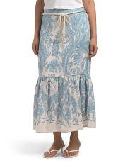 Linen Blend Repeat Best Seller Midi Skirt With Rope Belt | TJ Maxx