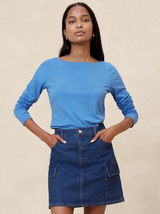 Soft Stretch Boat-Neck T-Shirt | Banana Republic Factory