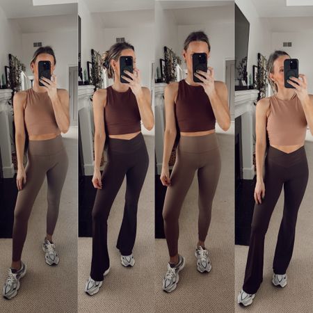Lululemon lookalikes- Wearing small in all except flare pants is medium!: colors: leggings- “brown purple”, “coffee brown” Tops: “taupe” and “mocha mousse” Flare leggings are “java brown”

#LTKstyletip #LTKMostLoved #LTKfitness