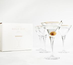 Etched Gold Rim Handcrafted Martini Glasses - Set of 4 | Pottery Barn (US)