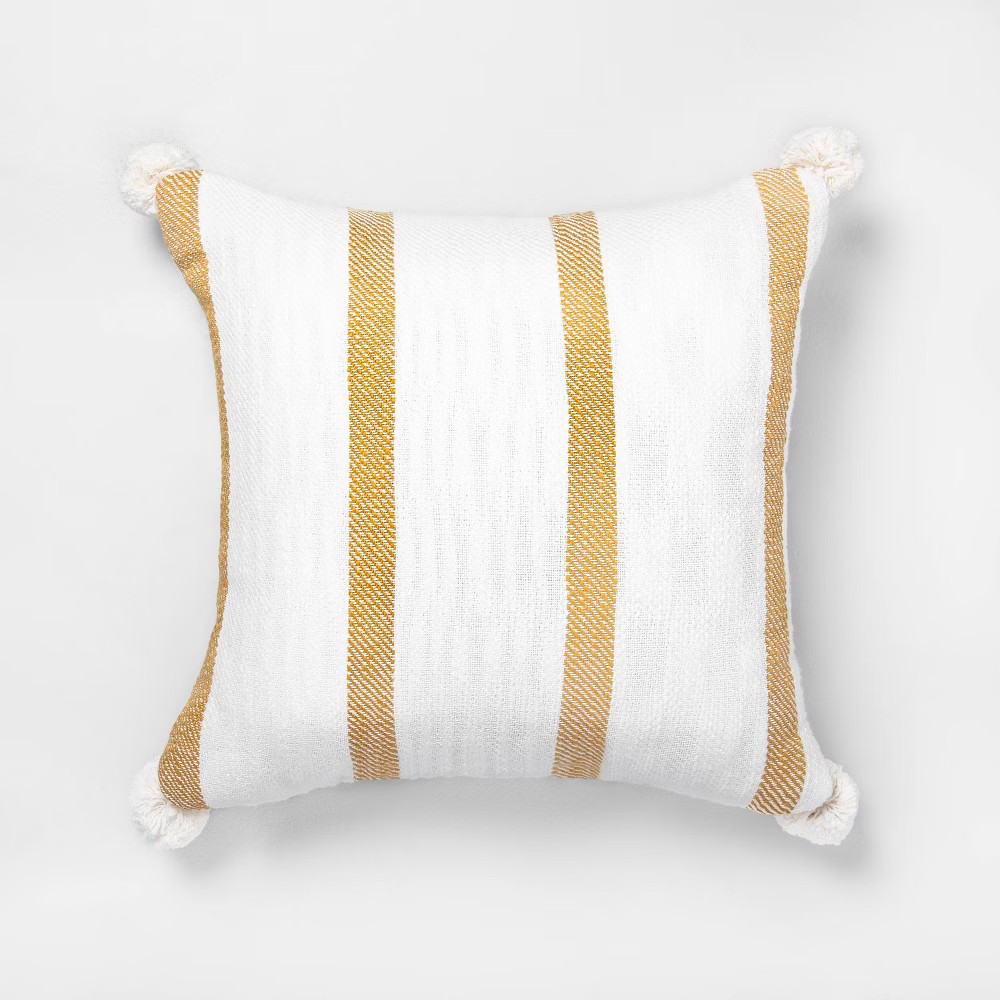 18"" x 18"" Bold Stripes Pillow Yellow / Sour Cream - Hearth & Hand with Magnolia | Target