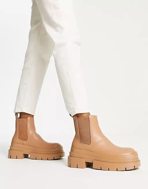 Topshop Brody chunky chelsea boots in camel | ASOS (Global)