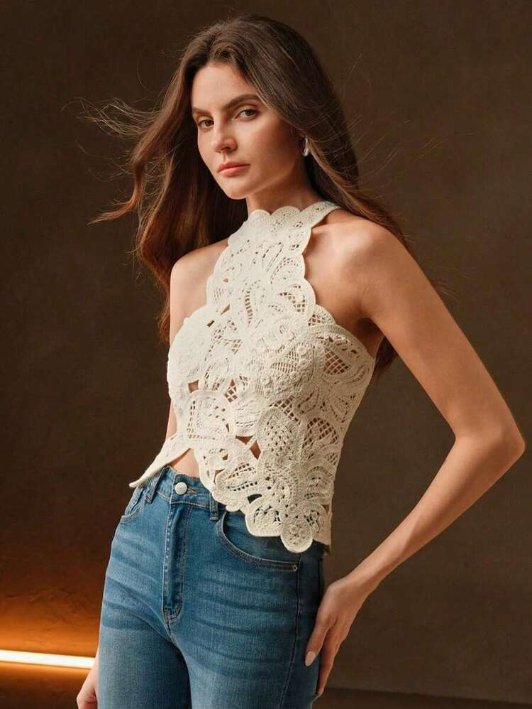 Elegant Casual Asymmetric Women's Winter Knit Sweater Vest, Suitable For Valentine's Day, Women's Beach Holiday, Chinese New Year, Summer, Spring, Beach, Holiday, Casual Wear | SHEIN