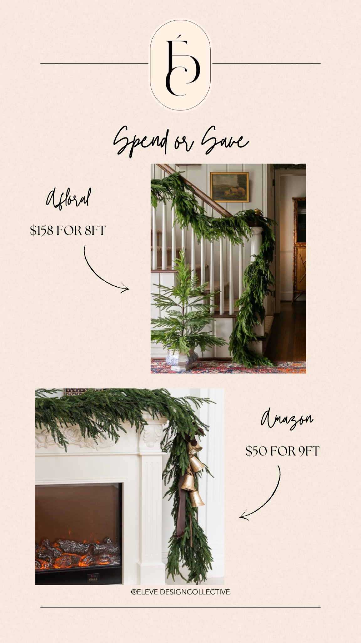 Norfolk garland is all the hype right now and we are loving it!  Such a great natural look compared to traditional pine garland. 

Pro tip- layer your garland and add some picks to elevate and help create that magazine worthy home for the holidays 🌲🔔