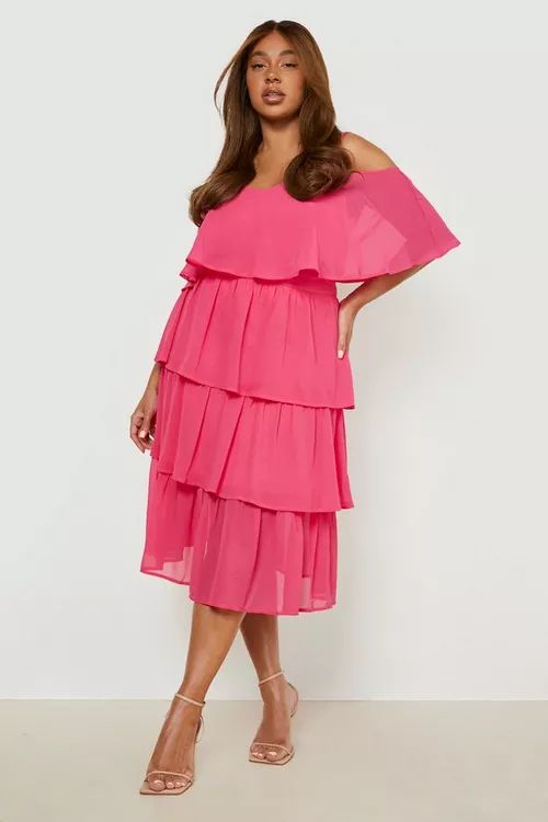 Plus Chiffon Top & Ruffle Midi Skirt Co-ord | Boohoo.com (UK & IE)