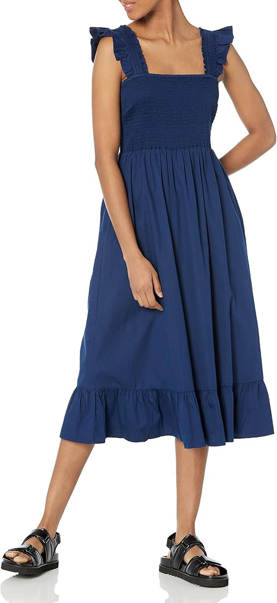 The Drop Women's Kimi Ruffled-Shoulder Smocked Midi Dress | Amazon (US)