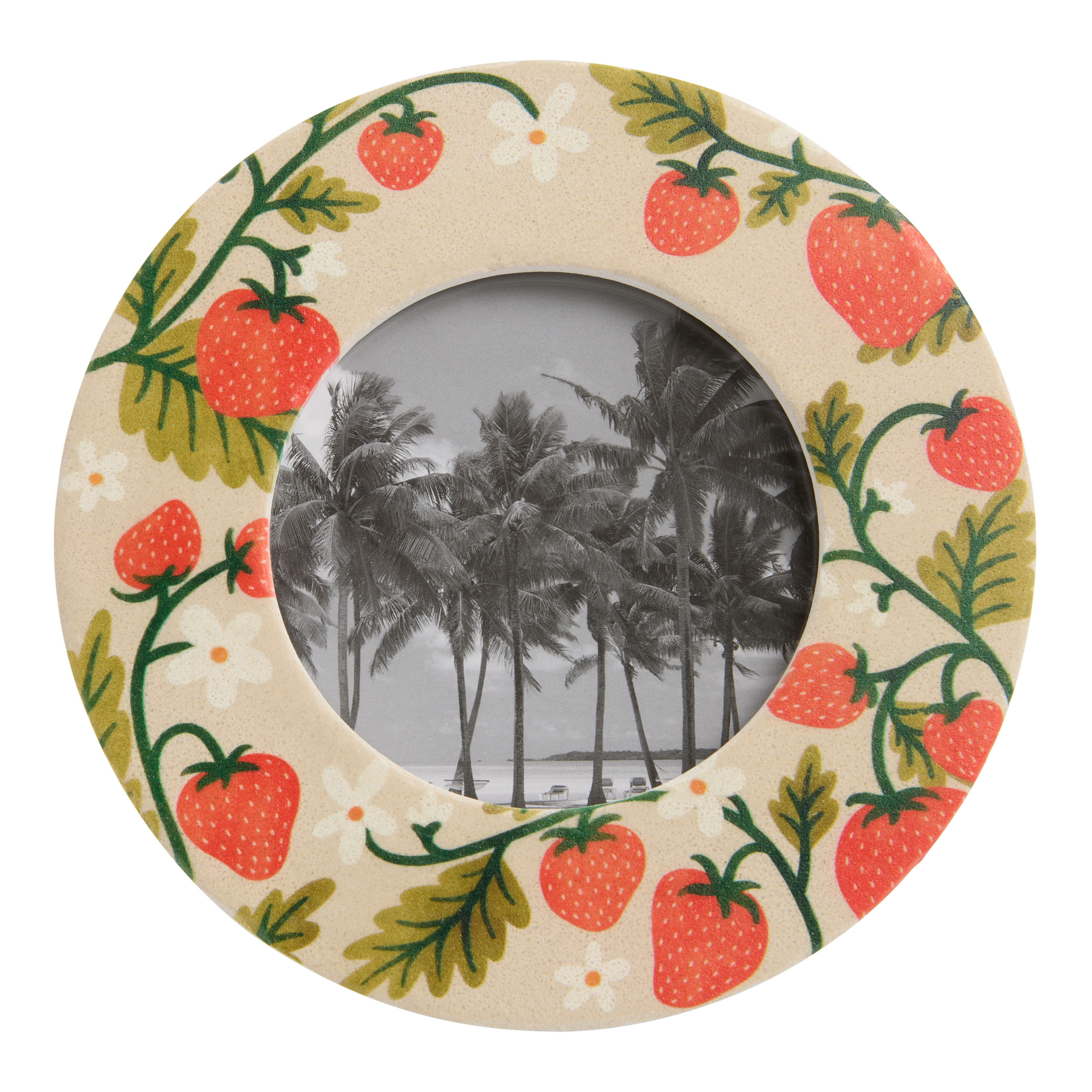 Round Stone Strawberries and Florals Frame | World Market