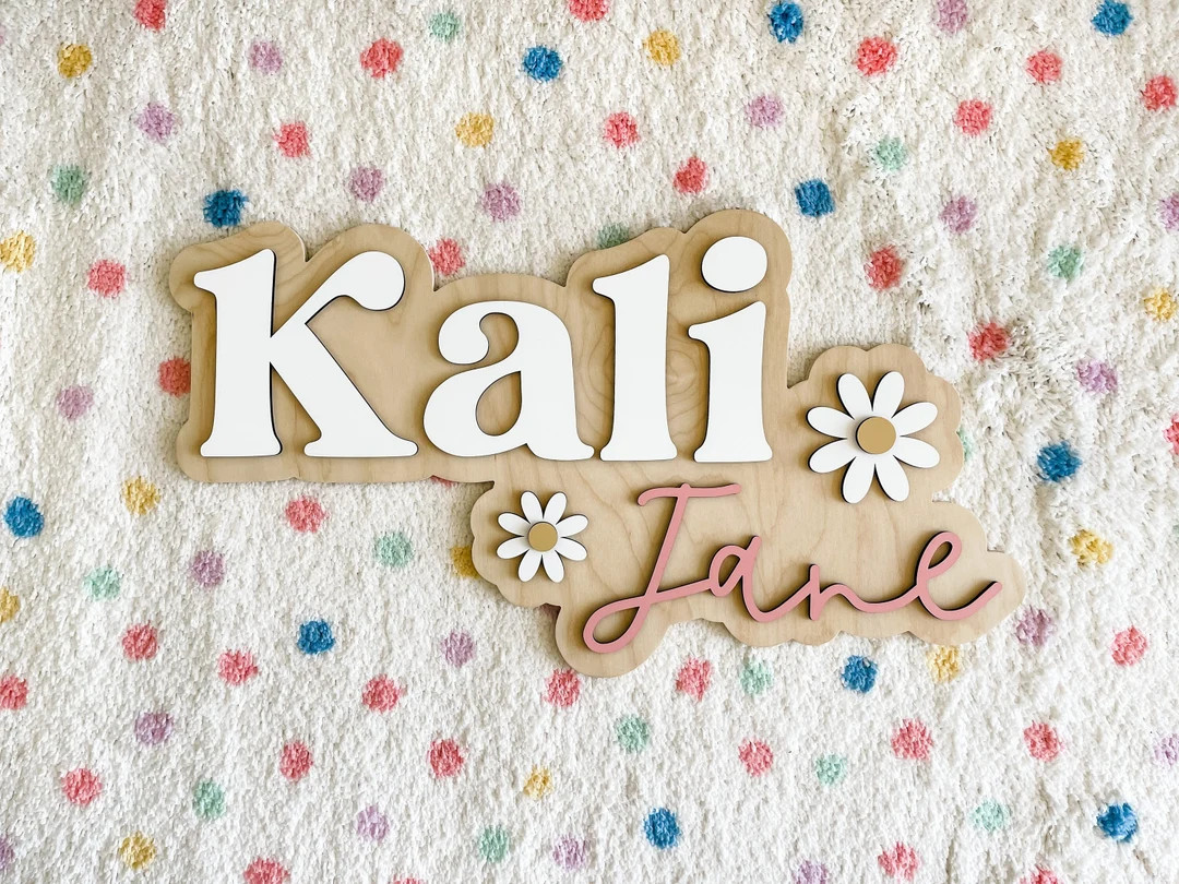 Daisy Name Sign, Nursery Name Sign, Daisy Nursery Decor, Name Sign for Girl, Custom Wood Name Sig... | Etsy (US)