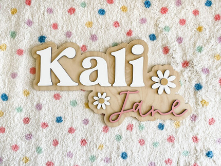 Daisy Name Sign, Nursery Name Sign, Daisy Nursery Decor, Name Sign for Girl, Custom Wood Name Sig...
