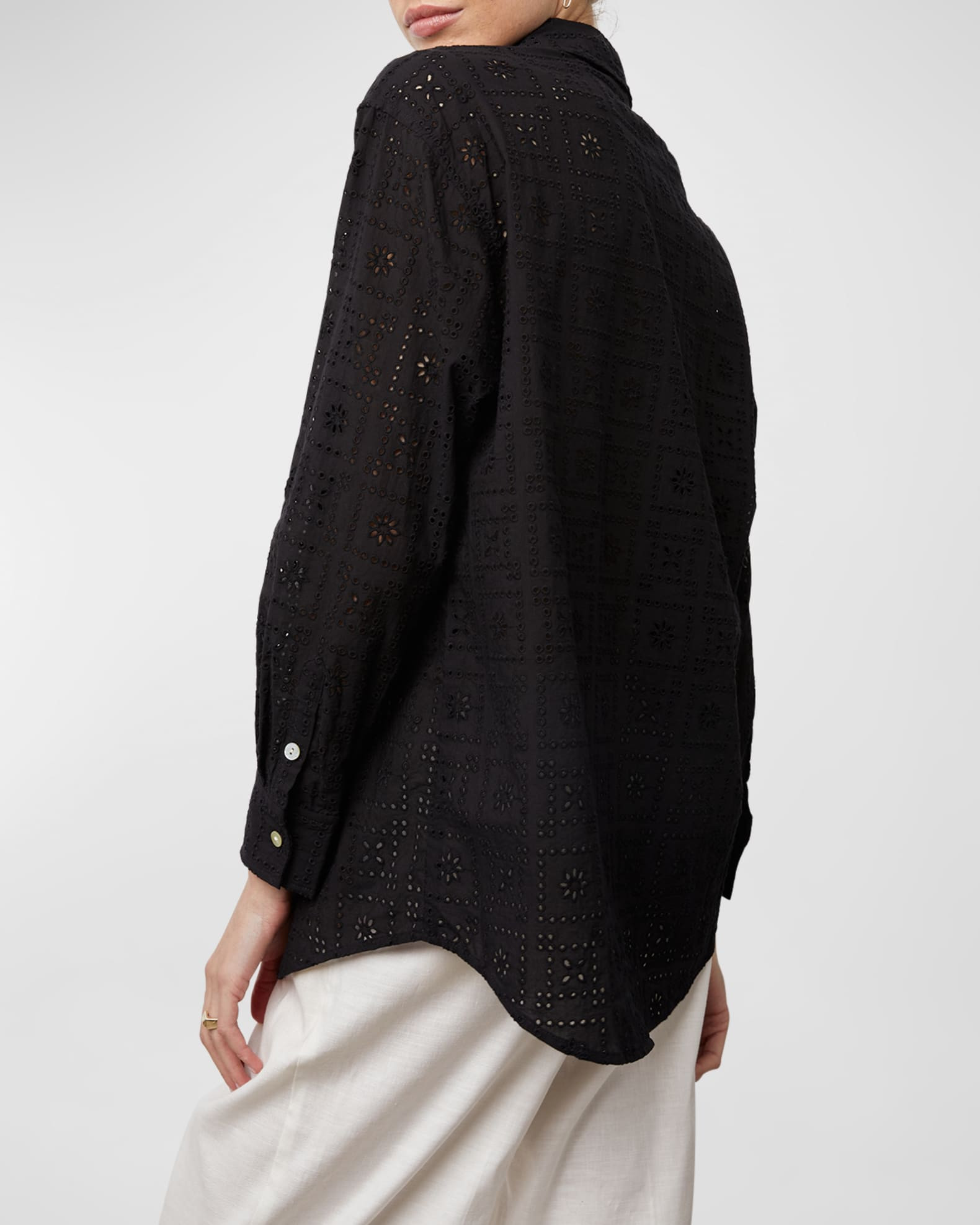 Arlo Eyelet-Embroidered Button-Front Shirt | Neiman Marcus