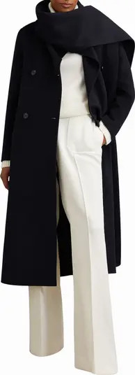 Reiss Indira Double Breasted Wool Blend Coat with Scarf | Nordstrom | Nordstrom