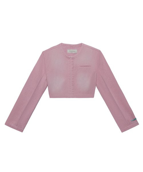 Denim Crop Jacket - Pink | Musinsa Global