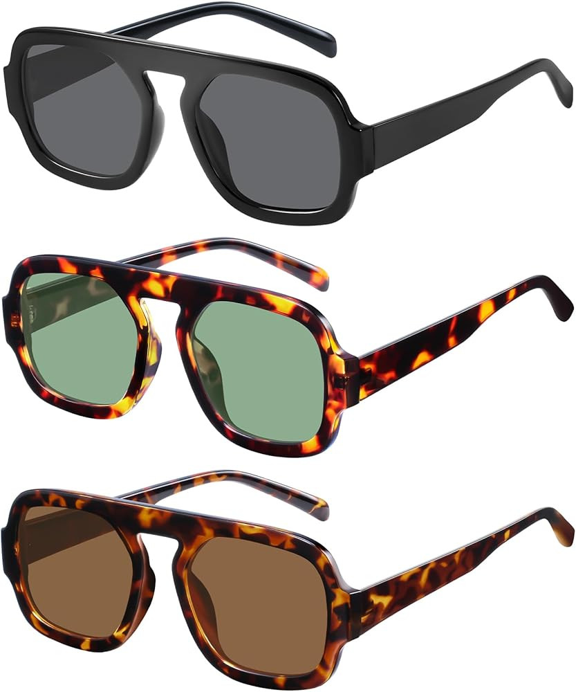 YDAOWKN Lentes de sol de aviador cuadrados de moda para mujeres y hombres, marco superior plano r... | Amazon (US)