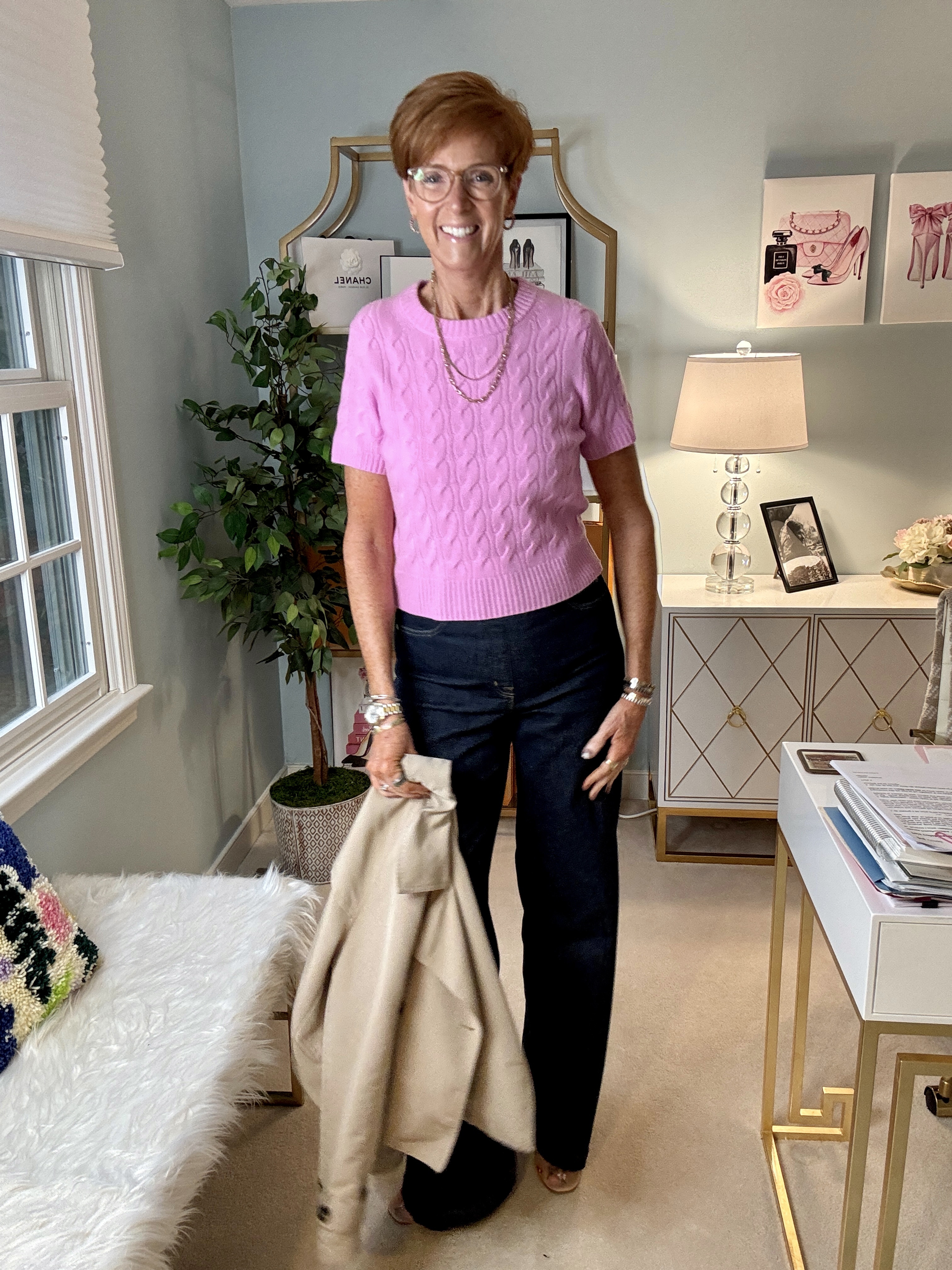I am your resource for timeless, elevated fashion for women over 40 (and tall women)
For reference, I am 55 years old; I am 6’1”. I have a 35” inseam. I wear a small or medium in most tops, an 8 or a 10 in most bottoms, an 8 in most dresses, and a size 9 shoe. 

Make sure to subscribe to my newsletter in my bio on Instagram so you don’t miss out on my must have favorites! Download the LTK app, follow my LTK shop, and favorite this post or your favorite items to get notified when they go on sale!

Style over 50, spring style, timeless style, everyday style, dark wash denim, pink corded sweater, Spring sweater, short sleeve sweater, spring must haves, ootd, classic style 

#LTKSeasonal #LTKWorkwear #LTKOver40