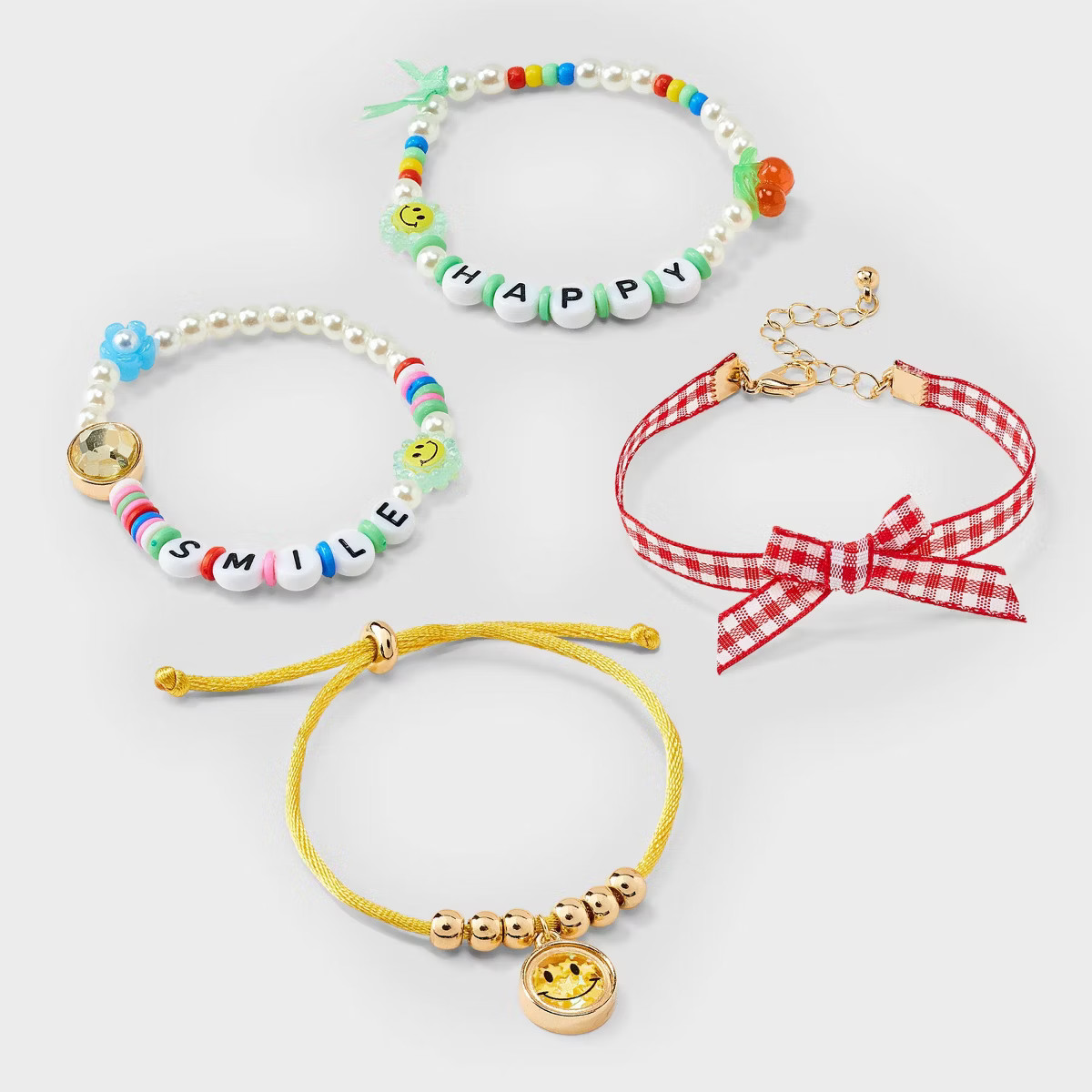 Girls' 4pk Red Bow and Smiley Bracelet Set - Cat & Jack™ | Target