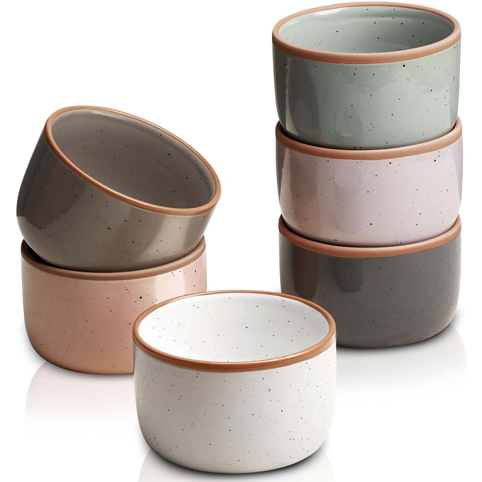 Morandi Color Ramekins Set of 6, 6 oz Creme Brulee Bowls Oven Safe, Porcelain Mini Cheesecake Pan... | Amazon (US)