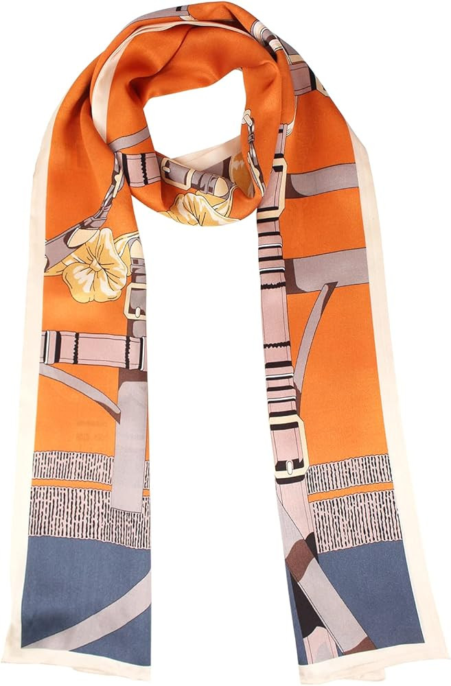 ANDANTINO 100% Silk Scarf for Women 59”*6.3” Long Shawls for Headscarf and Neck- Oblong Hair ... | Amazon (US)