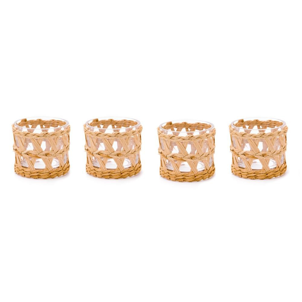 Island Wrapped Votives Natural, Set of 4 | Amanda Lindroth
