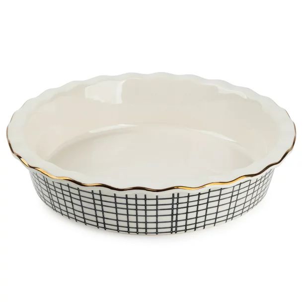 Thyme & Table Stoneware 9 Inch Pie Dish, Black & White Crosshatch - Walmart.com | Walmart (US)