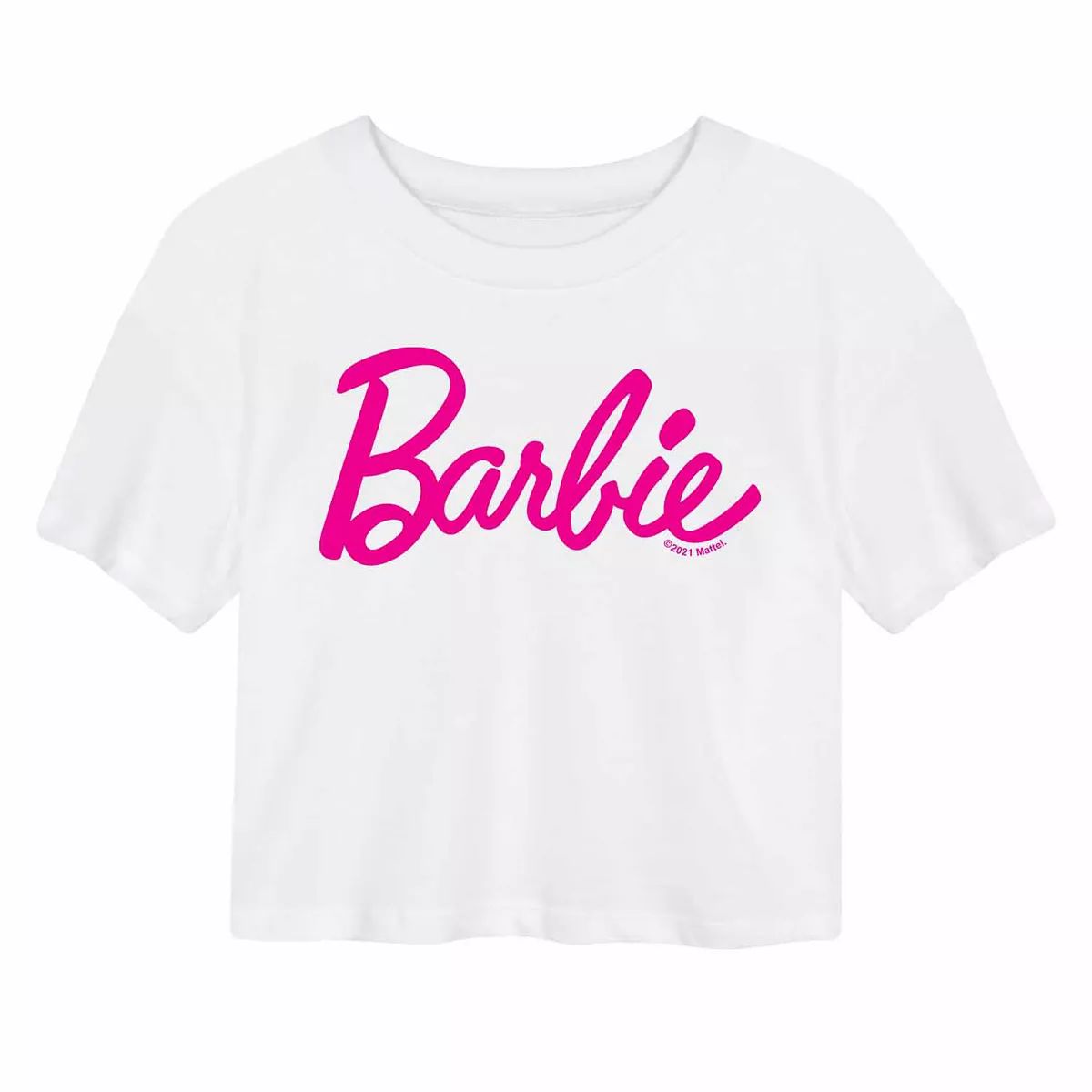 Juniors' Barbie Classic Logo Cropped Graphic Tee | Kohl's