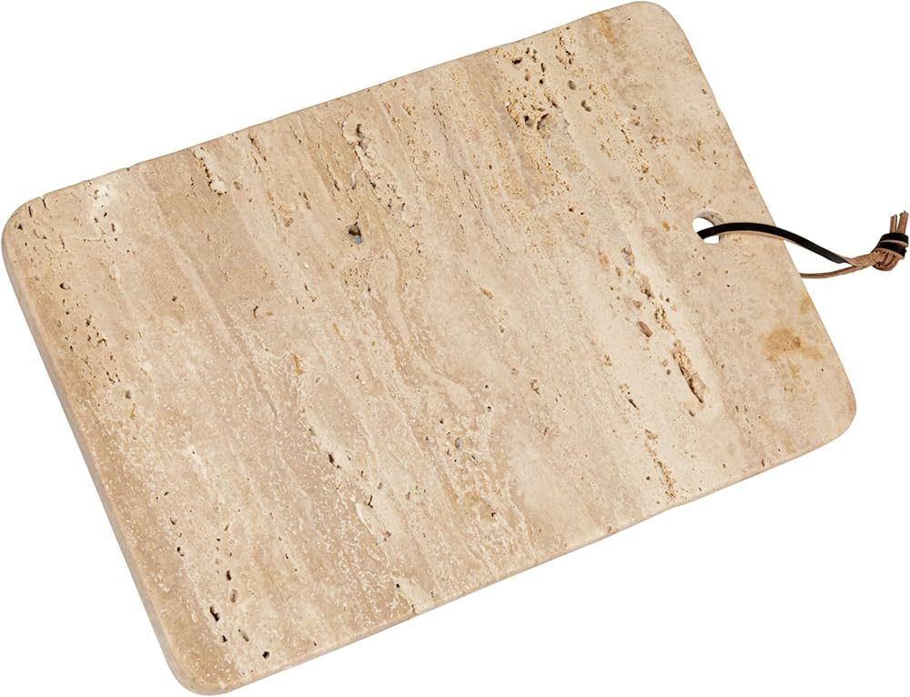 Creative Co-Op Wide Travertine Slicer Leather Tie, Natural Cheese and Cutting Board, One Size | Amazon (US)