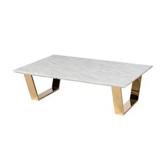 Silver Orchid Bonner Polished Gold Marble Coffee Table (White - Marble) | Bed Bath & Beyond