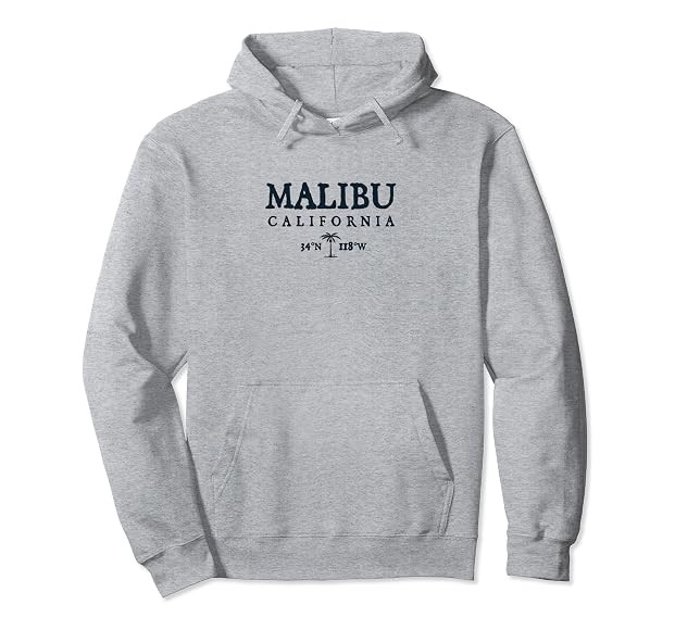 Malibu California Palm Tree Surf Beach Gift Pullover Hoodie | Amazon (UK)