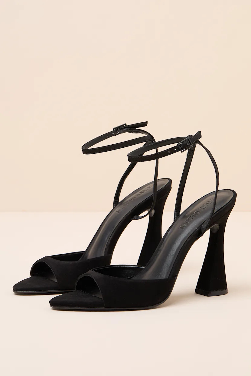 Beki Black Leather Ankle Strap High Heel Sandals | Lulus