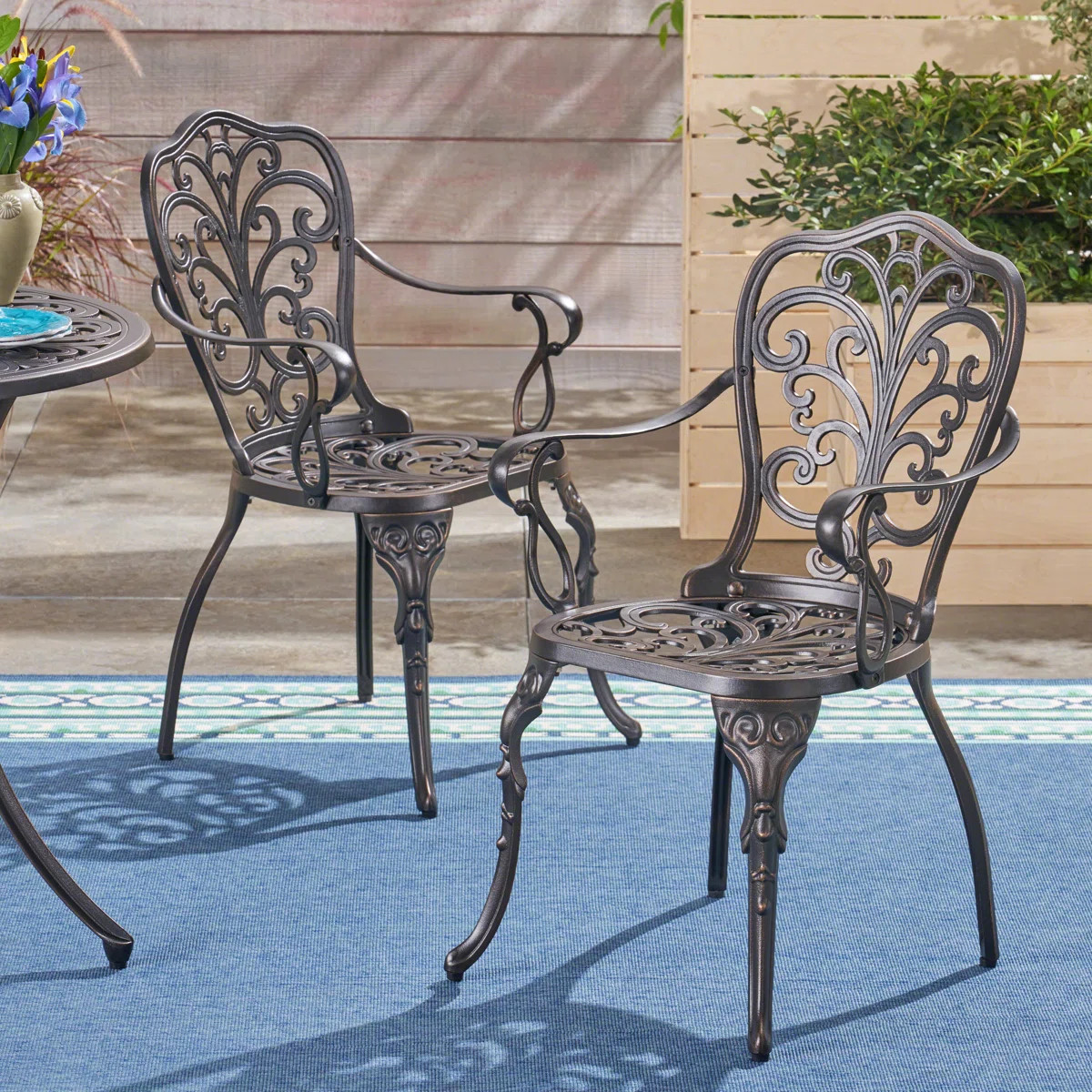 Roderick Premium All-Weather Wicker Outdoor Dining Armchair (Set of 2) | Wayfair North America