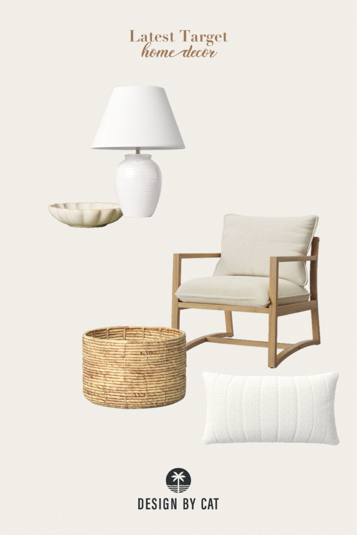 Target neutral home decor
Organic modern home decor
Textured white accent pillow
Round woven accent basket
Neutral light wood accent chair
White table lamp
Scalloped accessory dish

#LTKHome