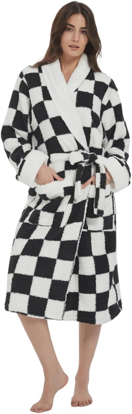 MERRYLIFE Women Bathrobes Lounger Long Nightgown Adjustable Waist Belt Luxury Petite Robes | Amazon (US)