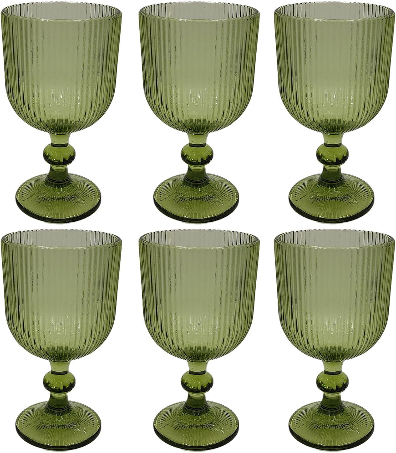 Taganov Green Drinking Glasses set of 6 Wine Goblets Vintage Colored Glassware 13 oz for Wedding ... | Amazon (US)