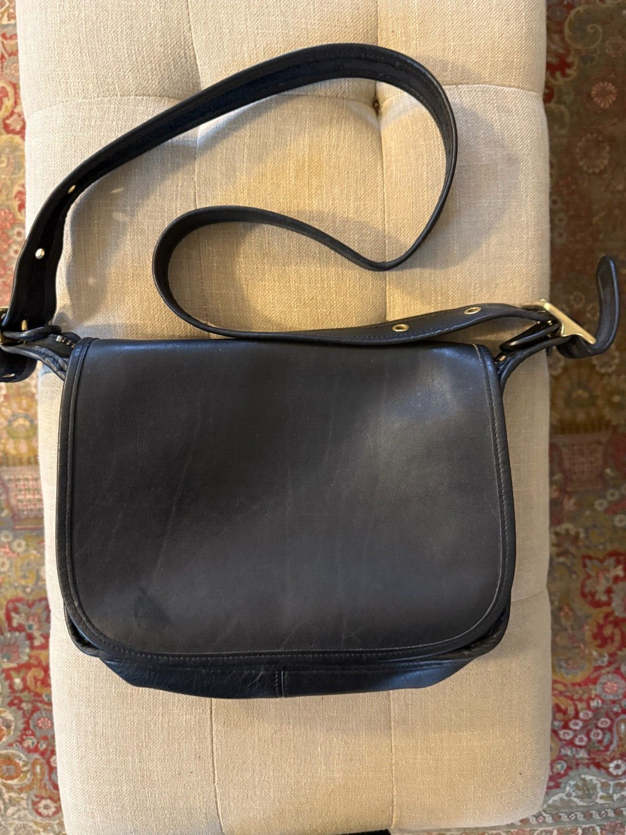 Vintage Coach 9951 Patricia Legacy Flap Black Leather Crossbody Saddle Bag | eBay US