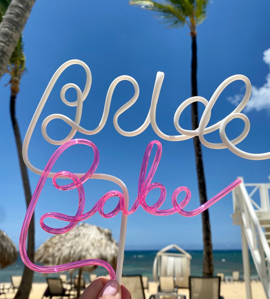 Bachelorette Party Gifts / Bachelorette Veil | Bachelorette Party XL White Bride Straw | Babe Str... | Etsy (US)