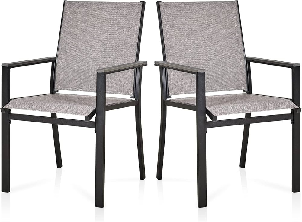MEOOEM Patio Dining Chairs Set of 2, Outdoor Patio Chair Textilene Metal Chairs Weather Resistant... | Amazon (US)
