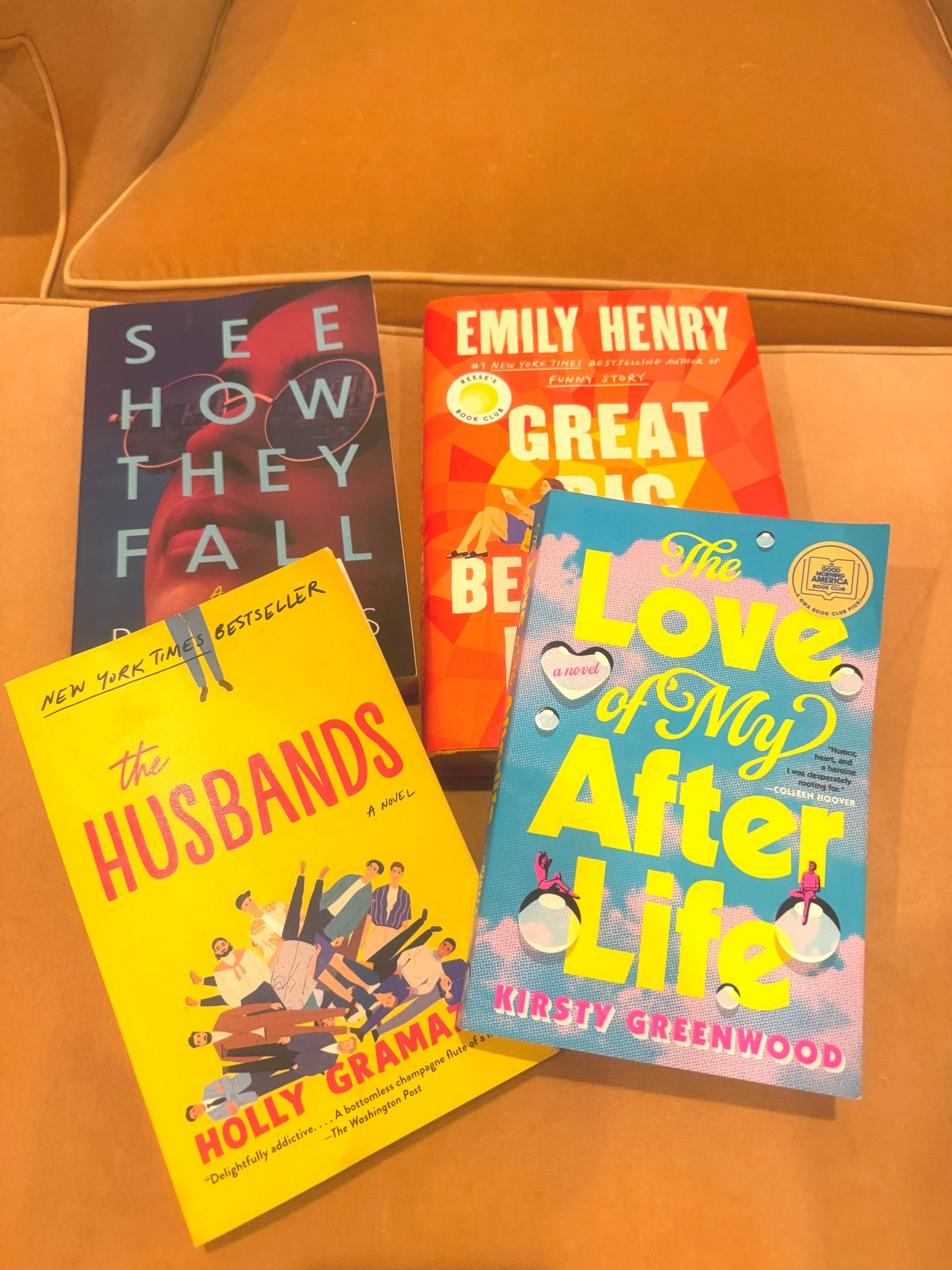 Looking for a fun summer read? These are some recent faves that were fun, and entertaining. 

The Love of my Afterlife by Kristy Greenwood
A fun and funny yet touching romantic comedy about a woman trying to find love before time runs out. 

See How They Fall by Rachel Paris 
Is a quick and engaging thriller about a powerful family and a suspicious family tragedy. 

The Husbands by Holly Gramazio
A romantic comedy about how we navigate choice and love in a world filled with options 

Great Big Beautiful Life by Emily Henry 
Couldn’t put it down! Two writers compete for the chance to tell the story of a reclusive heiress. It’s full of fun plot twists and lessons about life and our choices and whether we are the masters of our own destiny. 

#book #reading #summerreading #bookclub #mustreads 



#LTKSummerEdit #LTKStyleTip #LTKTravel