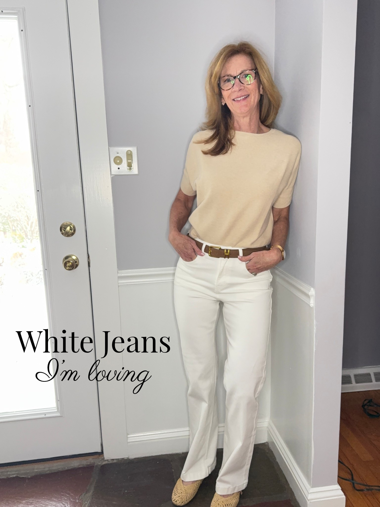 These white jeans are amazing. They are a high rise bootcut fit. They are not see through at all, and the best part so affordable!! I’m wearing a size small  

#LTKOver40 #LTKWorkwear #LTKootd