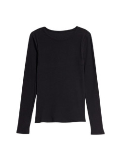 Plush Long-Sleeve Rib-Knit Slim-Fit T-Shirt for Women | Old Navy (US)