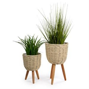 Truu Design Shay 2 Piece Cachepot Set with Removable Manufactured Wood Legs | Cymax