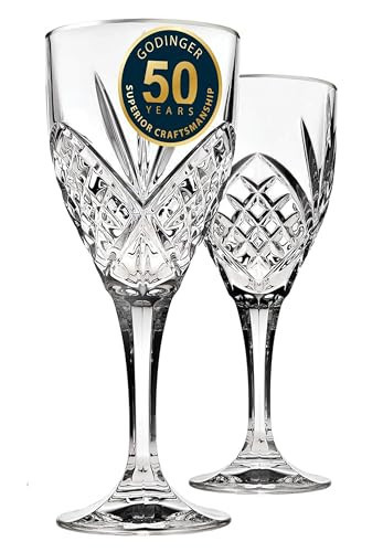 Godinger Dublin Wine Glasses, Stemmed Wine Glass Goblets, Stemmed Drinking Glasses, Glass Cups, Barware & Drinkware, 10oz Set of 4 | Amazon (US)