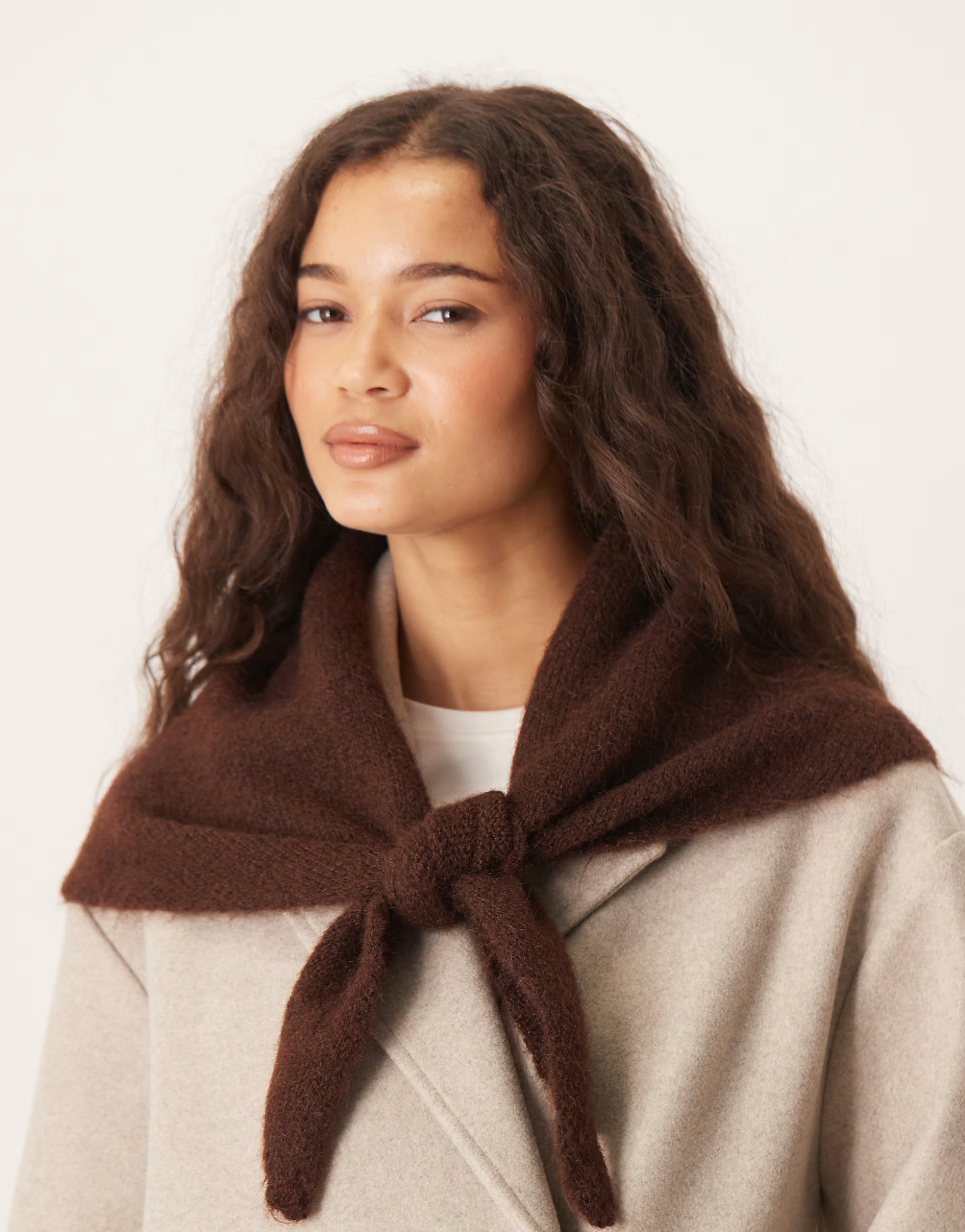 ASOS DESIGN knitted triangle scarf in chocolate | ASOS | ASOS (Global)