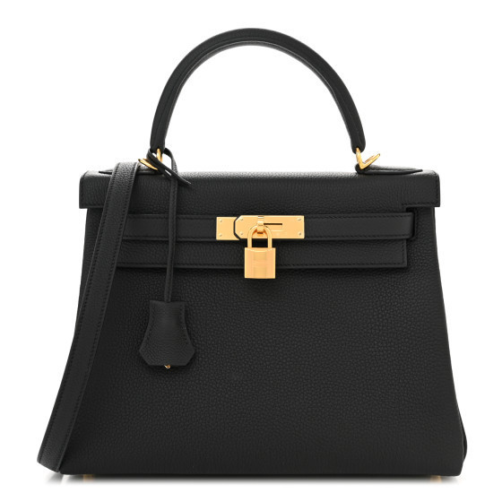 HERMES Togo Kelly Retourne 28 Black | FASHIONPHILE (US)