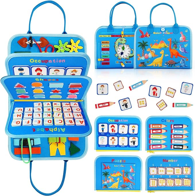 Toddler Busy Board for 1 Years Old, Montessori Learning Toys Busy Book for Toddlers 1-3 Education... | Amazon (US)