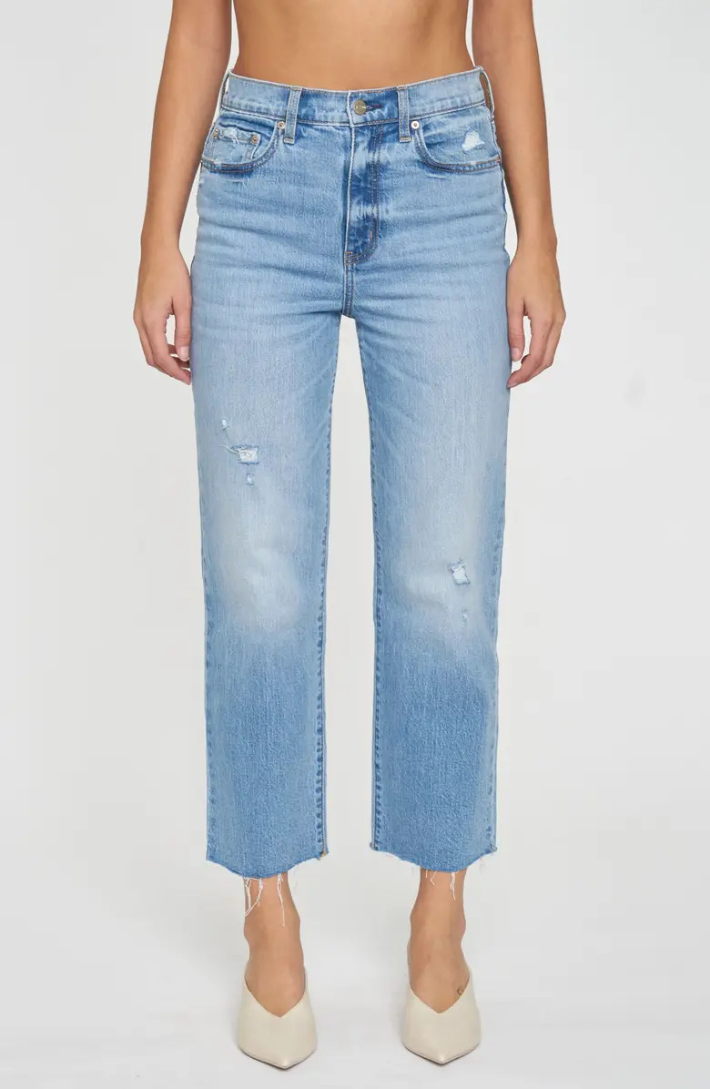 DAZE Sundaze Raw Hem High Waist Crop Straight Leg Jeans | Nordstrom | Nordstrom